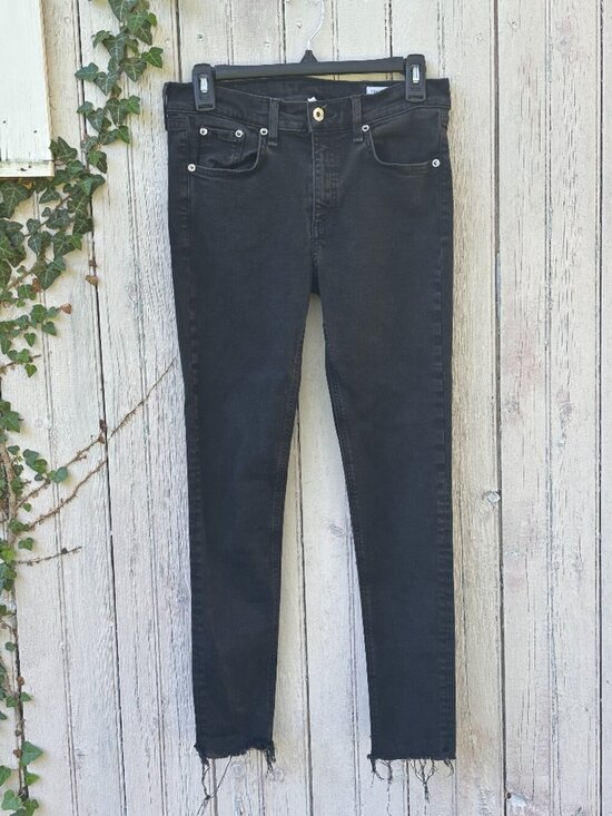 rag & bone Denim - Rag and Bone Ankle Skinny Jeans Washed Black Raw Hem Size 29/8 Like New